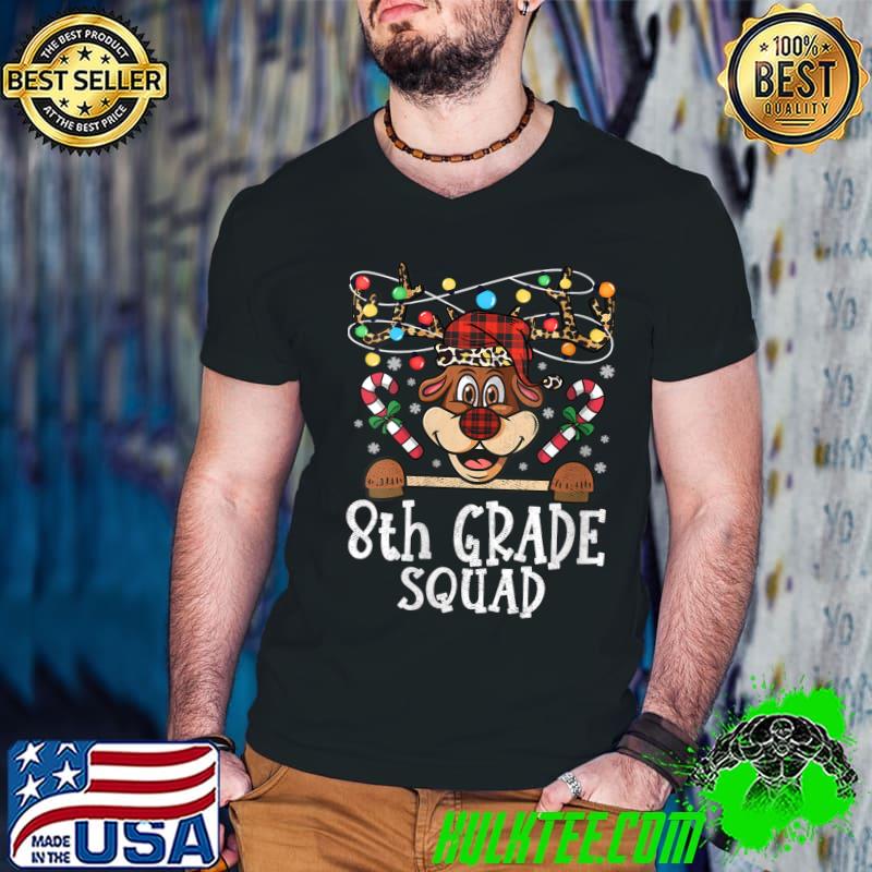 8th grade Squad Reindeer Christmas Lights T-shirt