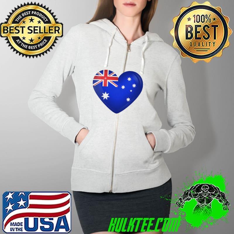 Australian Flag Heart I Love Australia Unisex T-Shirt Full Zip Hooded Australian Flag Heart I Love Australia Unisex T-Shirt Full Zip Hooded