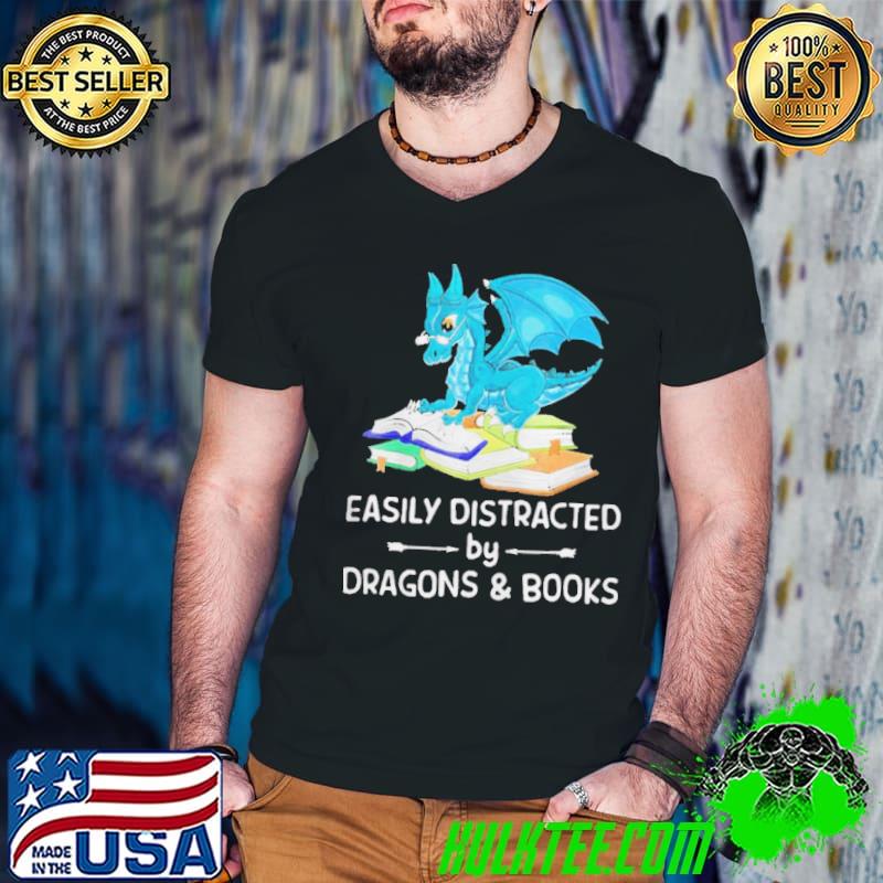 Awesome Easily Distracted By Dragons And Books Shirt Guys V Neck Awesome Easily Distracted By Dragons And Books Shirt Guys V Neck