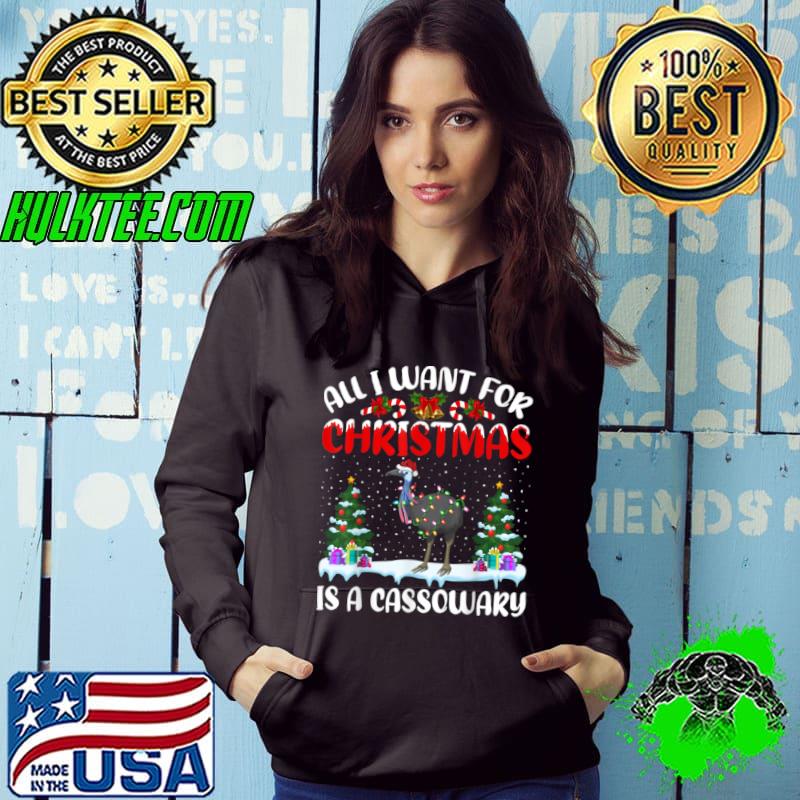 Awesome Funny Santa Hat All I Want For Christmas Is A Cassowary T Shirt