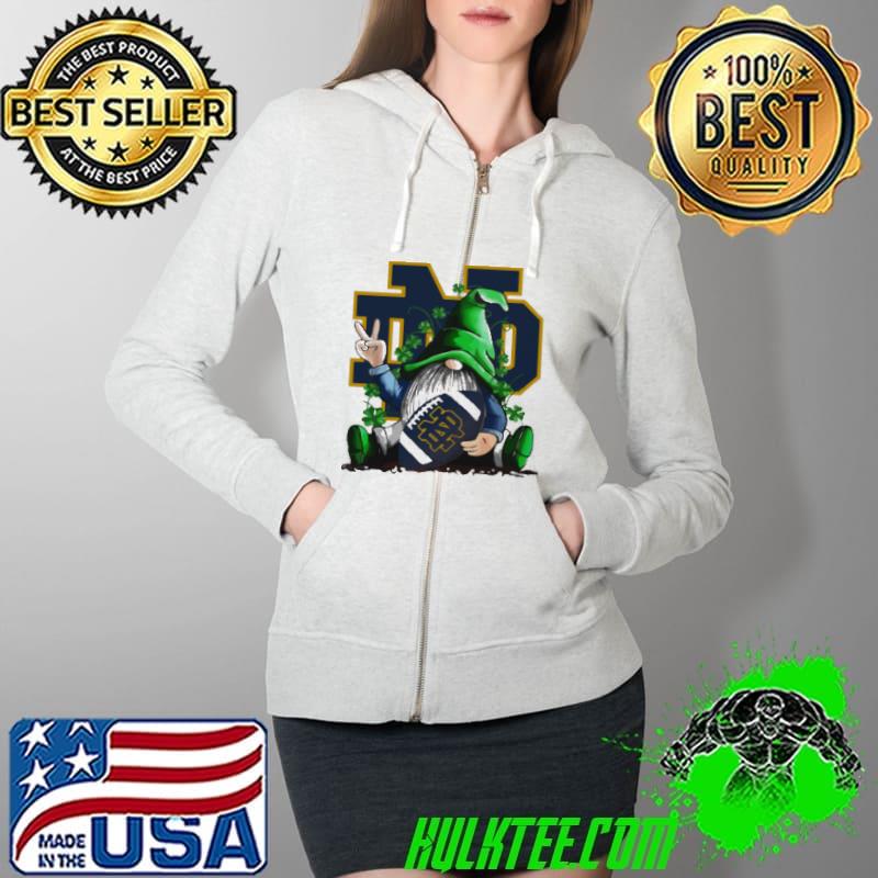 Awesome Gnomes Lucky Hug Notre Dame Fighting Irish T-Shirt Full Zip Hooded Awesome Gnomes Lucky Hug Notre Dame Fighting Irish T-Shirt Full Zip Hooded