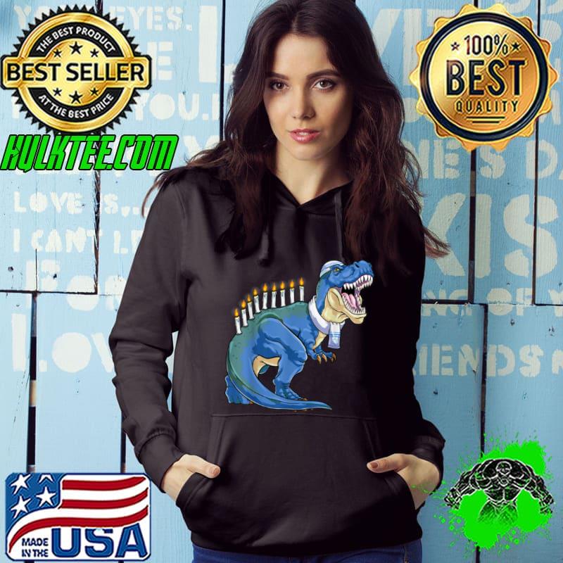 Awesome Menorasaurus Rex T Rex Dinosaur Hanukkah Gift for Boys T Shirt