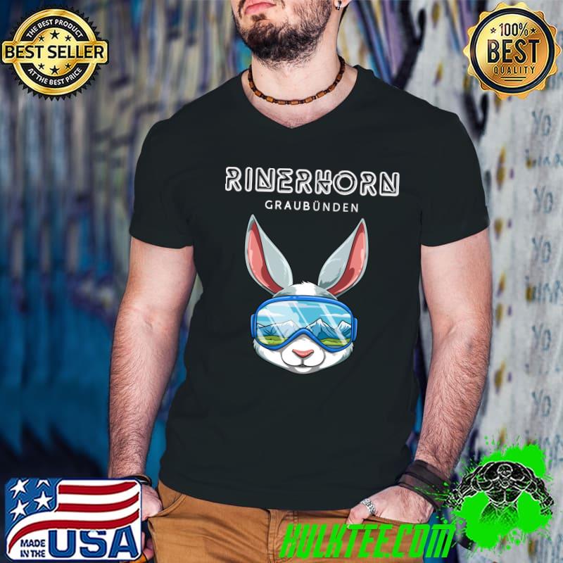 Awesome Rinerhorn Grisons Switzerland Retro Ski Bunny T-Shirt