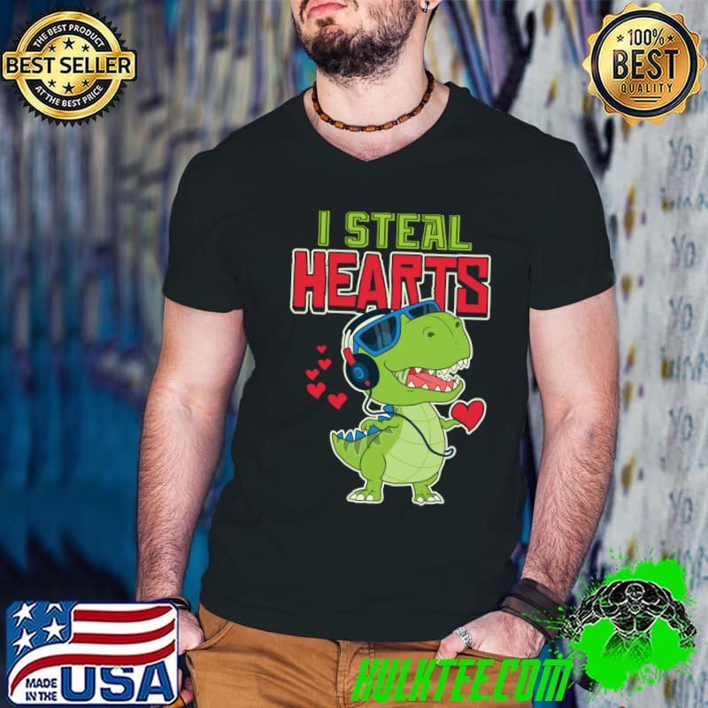 Awesome Valentines Day Kids Dinosaur T rex Lover I Steal Hearts T-shirt