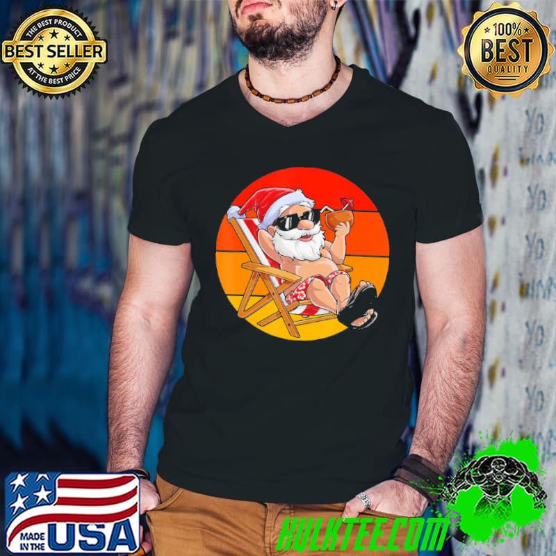 Best Chill Hawaiian Summer Santa Sunset Beach Christmas T-Shirt