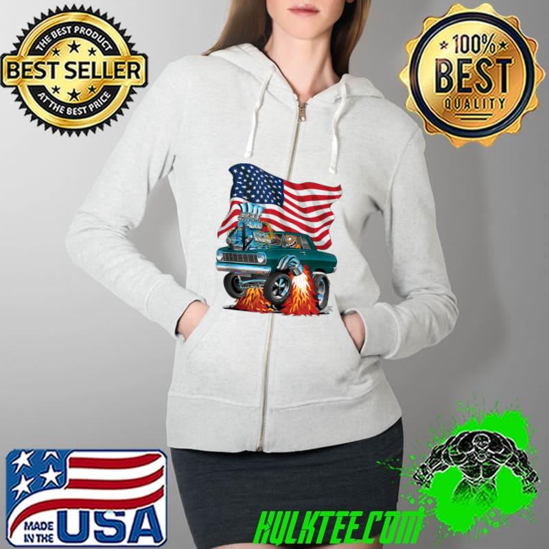 Best Classic Funny Sixties Muscle Car Dragster Hot Rod Cartoon T-Shirt Full Zip Hooded Best Classic Funny Sixties Muscle Car Dragster Hot Rod Cartoon T-Shirt Full Zip Hooded