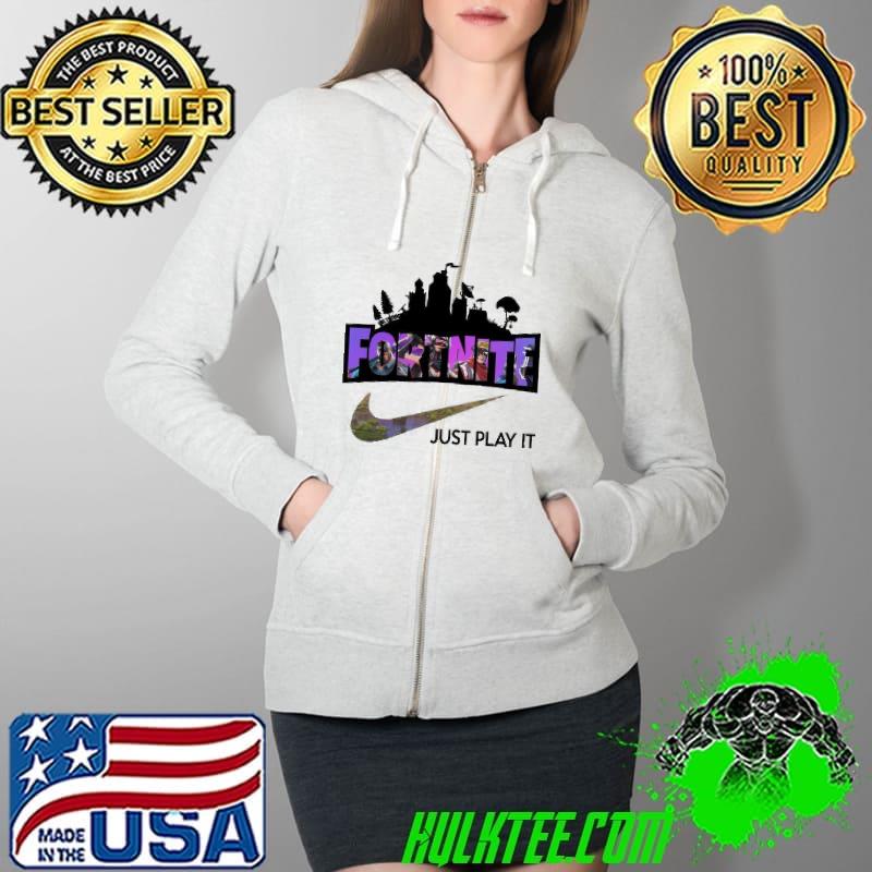Best Fortnite Just Play It Nike Logo Epic Games Backing Pro Shirt Full Zip Hooded Best Fortnite Just Play It Nike Logo Epic Games Backing Pro Shirt Full Zip Hooded