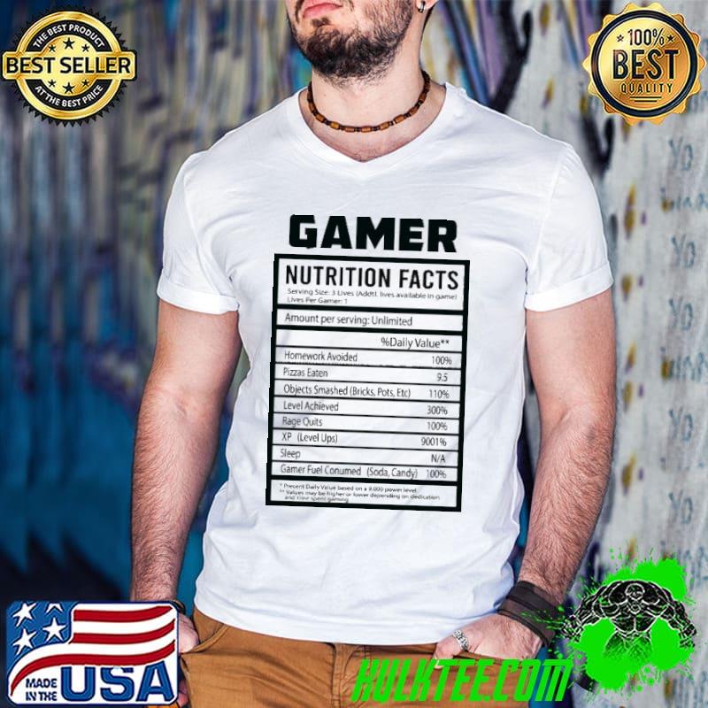 Best Gamer Nutrition Fact Shirt