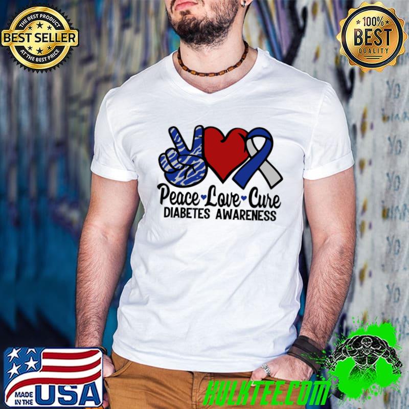 Best In November We Wear Blue Butterflies Peace love cure Diabetes Awareness T-shirt