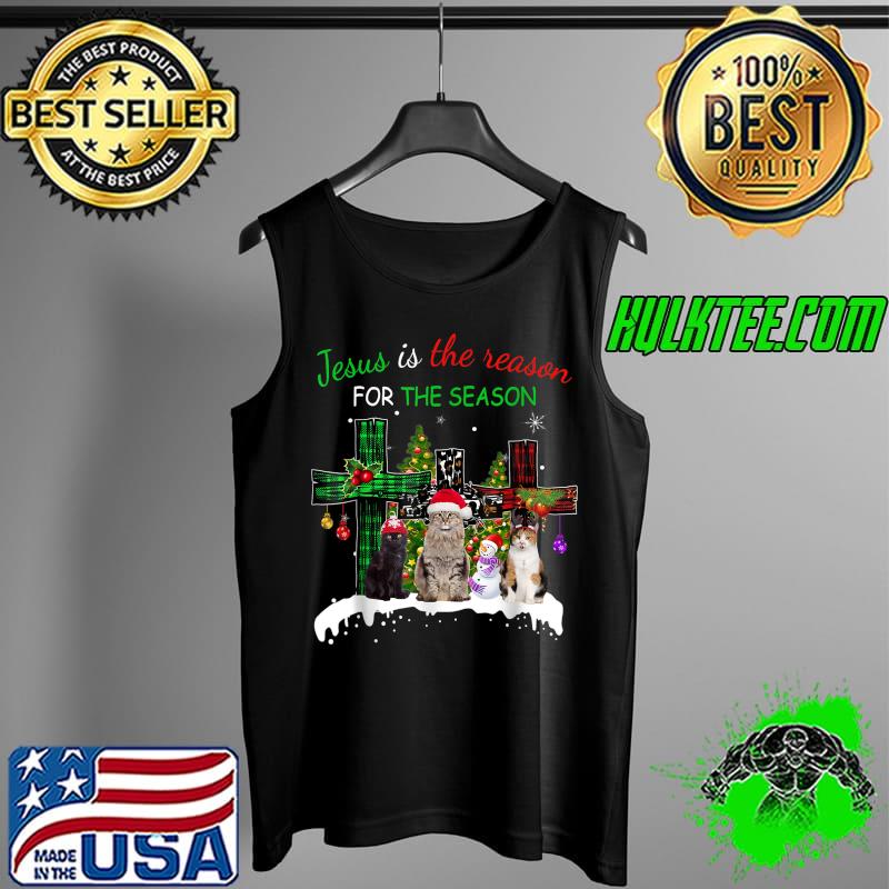 Best Jesus Is The Reason for Season Christmas Cat Jesus Christmas T-Shirt Tank Top Best Jesus Is The Reason for Season Christmas Cat Jesus Christmas T-Shirt Tank Top