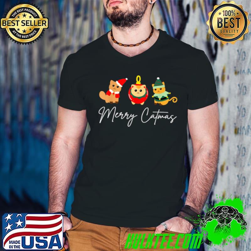 Best Merry Catmas Cat Lover Cute Christmas Funny Meowy Xmas T Shirt