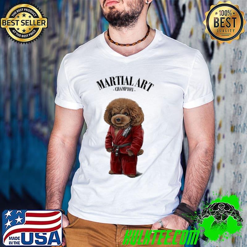 Best Poodle Dog Martial Art Champion in Red Judogi Shirt