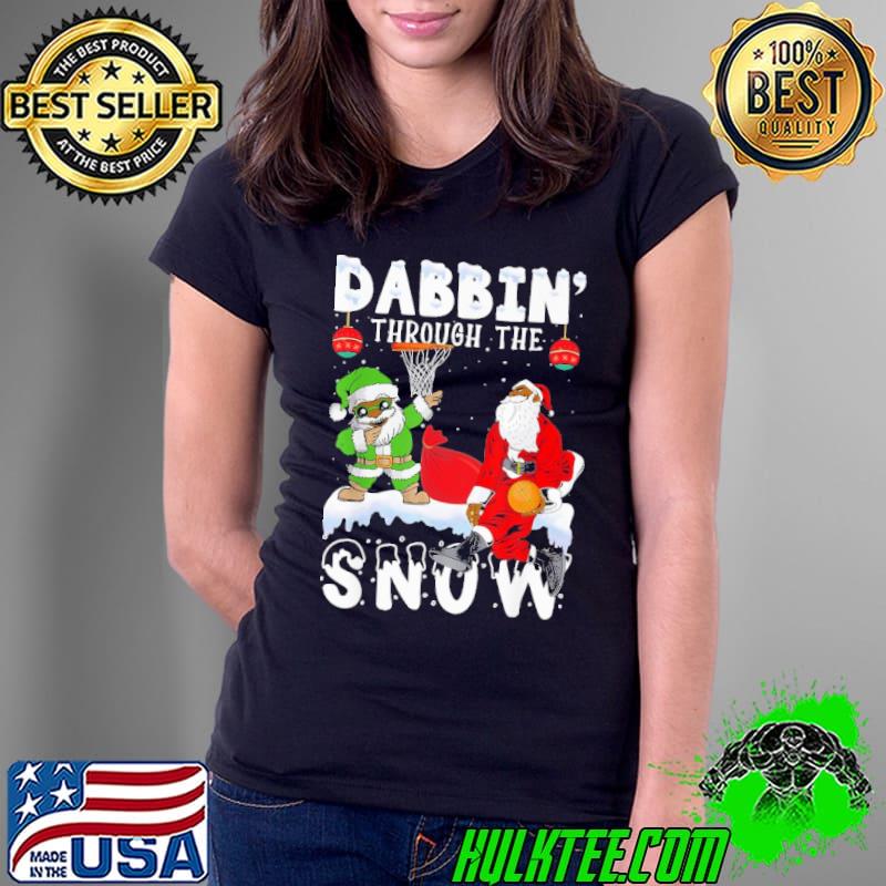 Black African American Santa Basketball Christmas Dabbin Through The Snow Shirt Ladies Tee Black African American Santa Basketball Christmas Dabbin Through The Snow Shirt Ladies Tee