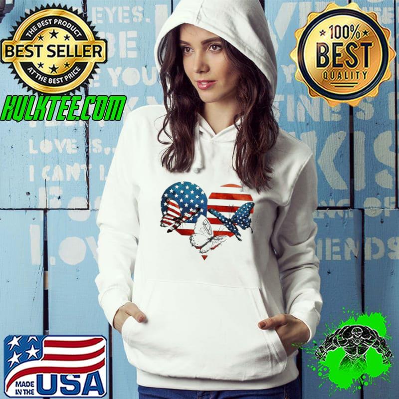 Butterflies US Flag Heart T-shirt