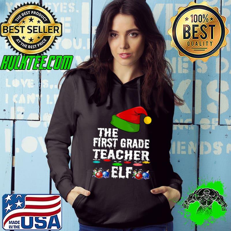 Christmas First Grade Teacher Elf Family Pajama Christmas T-Shirt