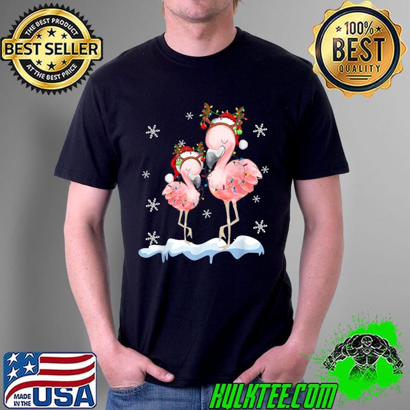 Christmas Flamingo Santa Hat Xmas Lights Flamingo Loves Cute T-Shirt Unisex Christmas Flamingo Santa Hat Xmas Lights Flamingo Loves Cute T-Shirt Unisex