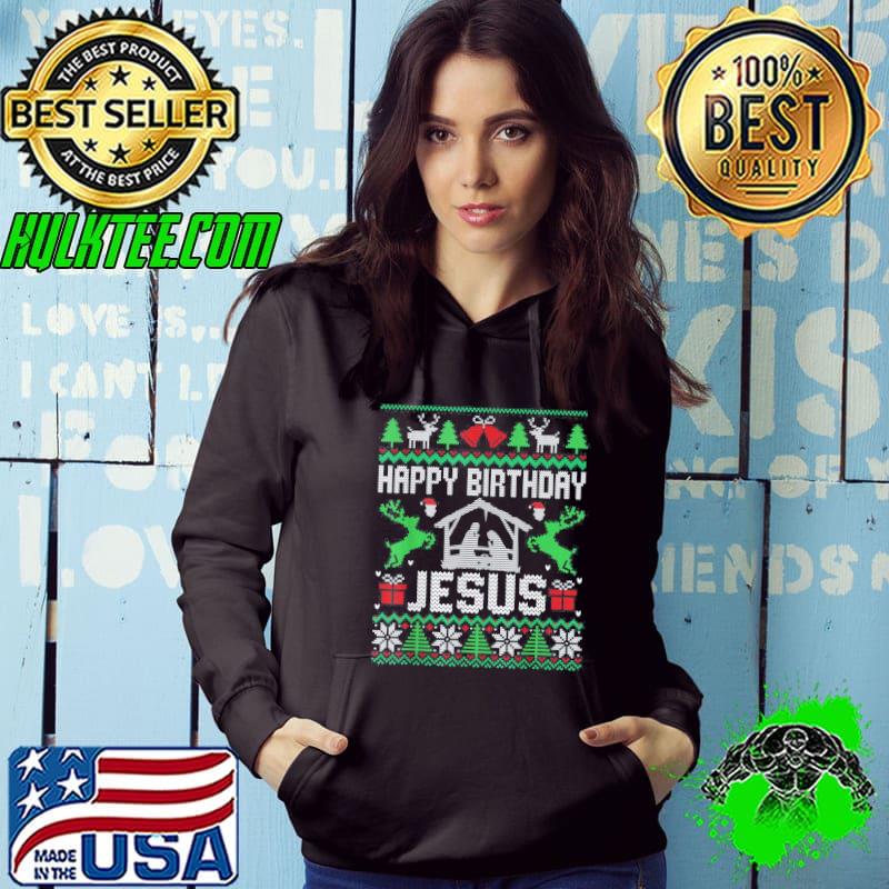Christmas Happy Birthday Jesus Holiday Ugly Sweater T-Shirt