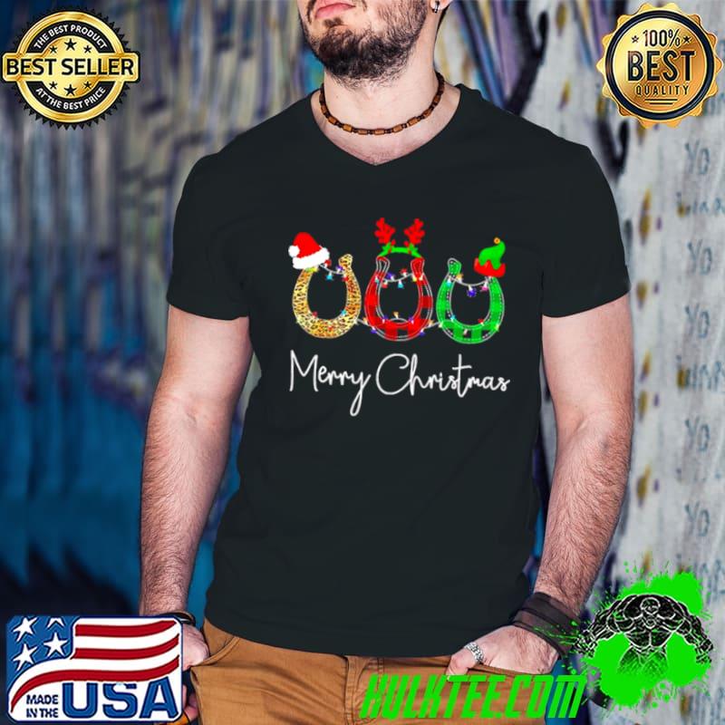 Christmas Horse Santa Reindeer ELF Christmas Horseshoe T Guys V Neck Christmas Horse Santa Reindeer ELF Christmas Horseshoe T Guys V Neck