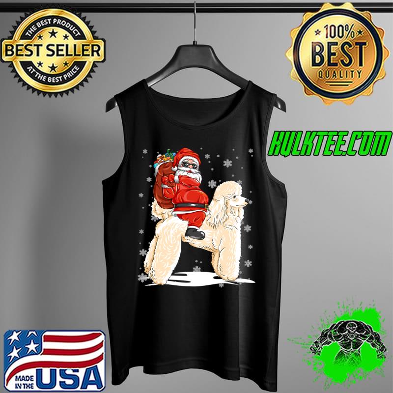 Christmas Santa Sunglasses Riding Poodle Dog T- Tank Top Christmas Santa Sunglasses Riding Poodle Dog T- Tank Top