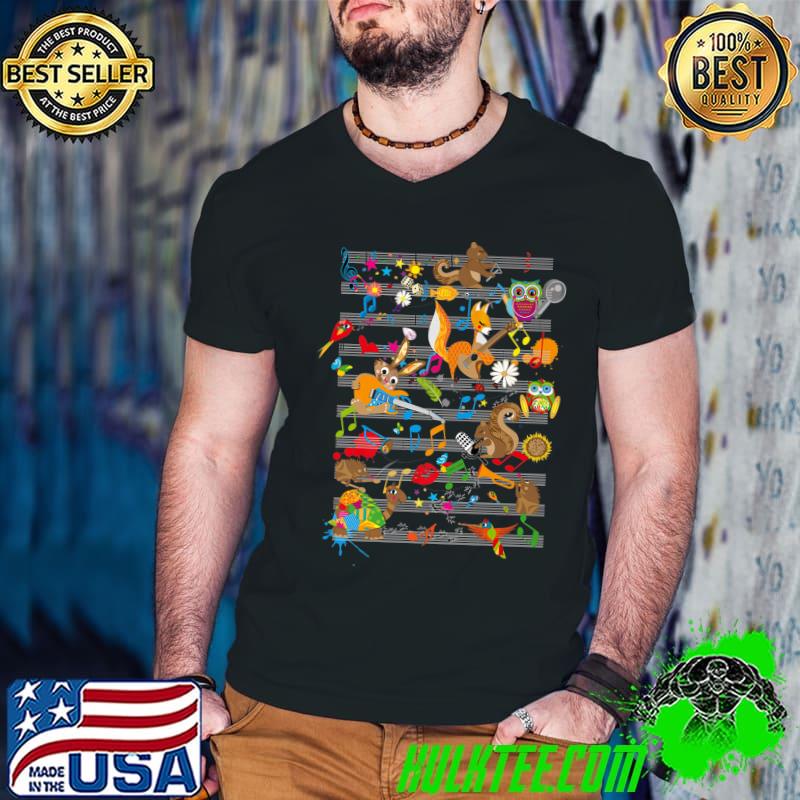 Concert of the animals - cute animals on sheet music Premium T-Shirt