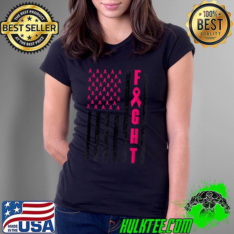 Fight Breast Survivor American Flag Breast Cancer Awareness T Shirt Ladies Tee Fight Breast Survivor American Flag Breast Cancer Awareness T Shirt Ladies Tee