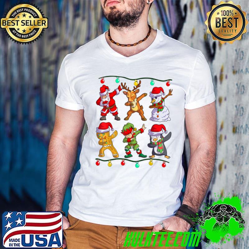 Funny Christmas Kids Boys Men Dabbing Santa Elf Deer Friends Xmas T-Shirt