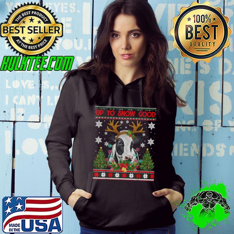 Funny Cow Reindeer Funny Christmas Lights Ugly Sweater T-Shirt