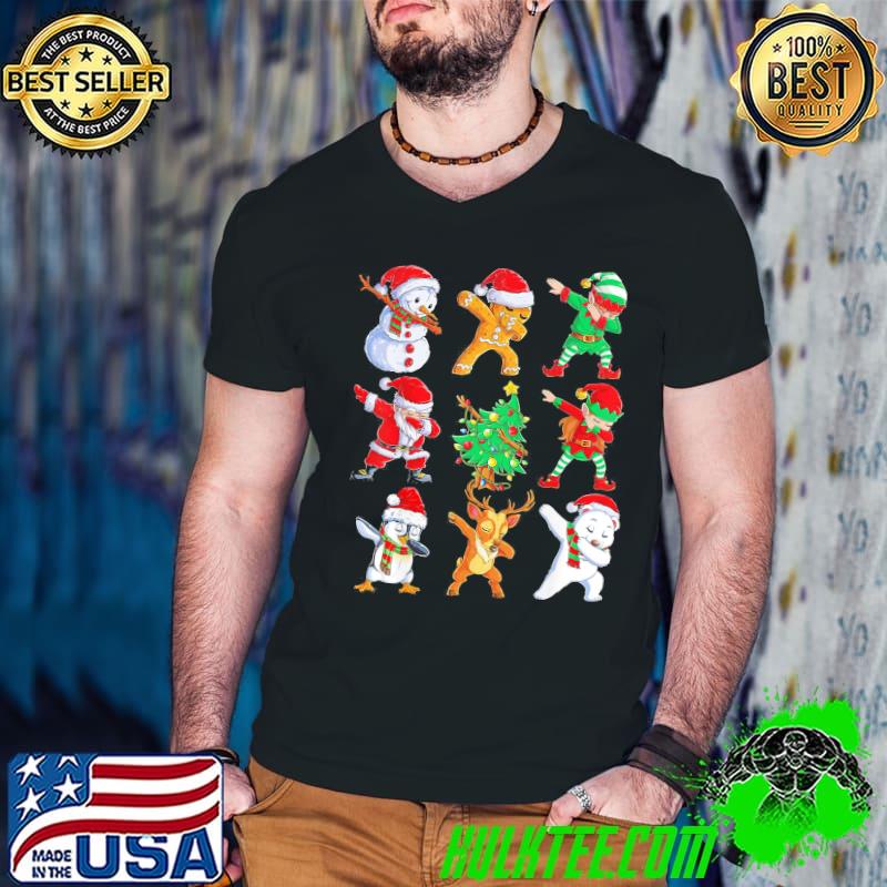 Funny Dabbing Santa Elf Friends Christmas T-Shirt