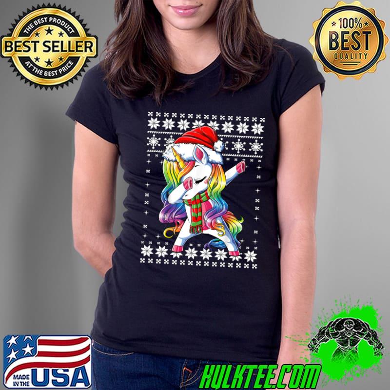 Funny Dabbing Unicorn Santa Sweater Christmas Ugly Kids Girls Wome T- Ladies Tee Funny Dabbing Unicorn Santa Sweater Christmas Ugly Kids Girls Wome T- Ladies Tee