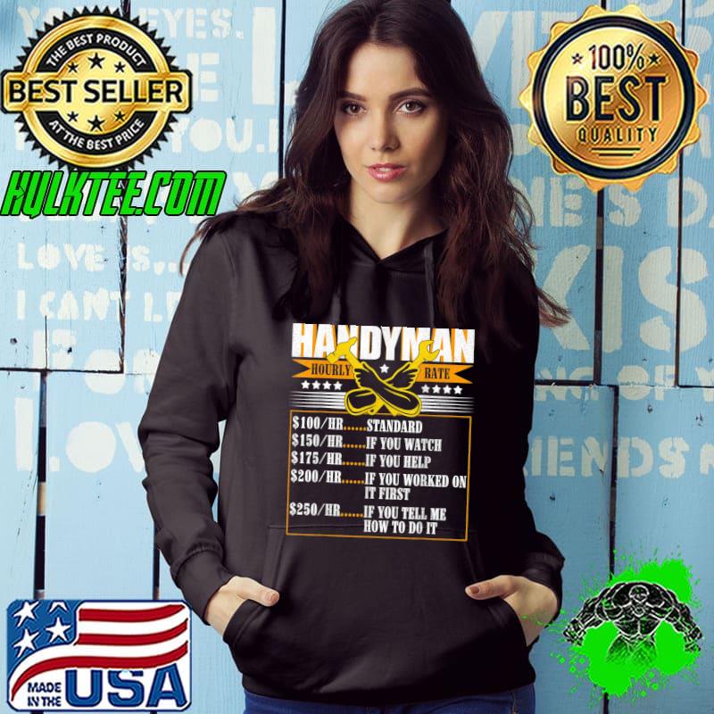 Funny Handyman Hourly Rate Labor Price Chart Home Repair T-Shirt