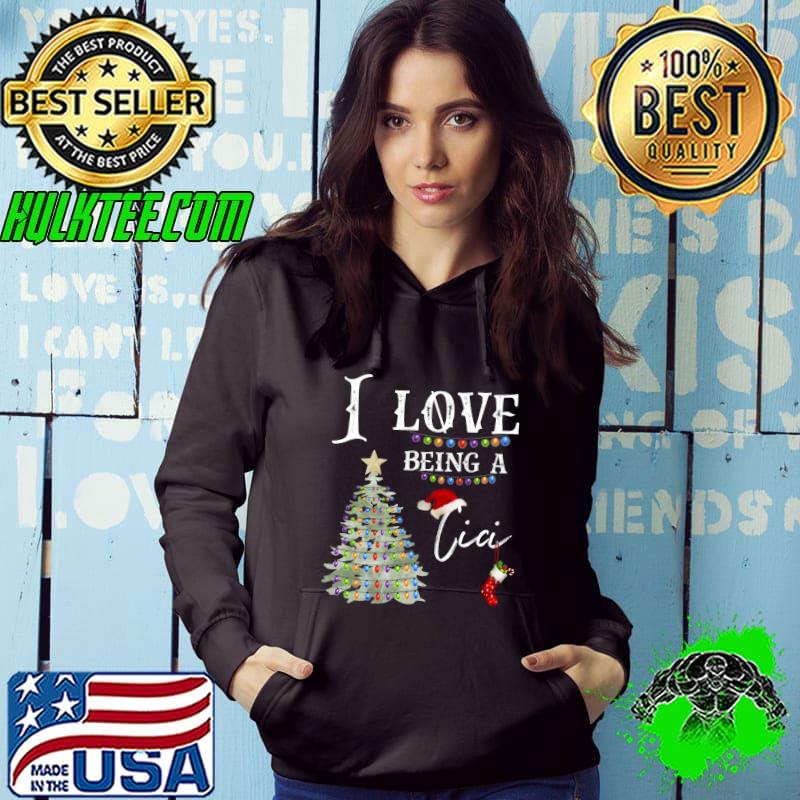 Funny I Love Being Cici Christmas Tree Santa Claus T-shirt