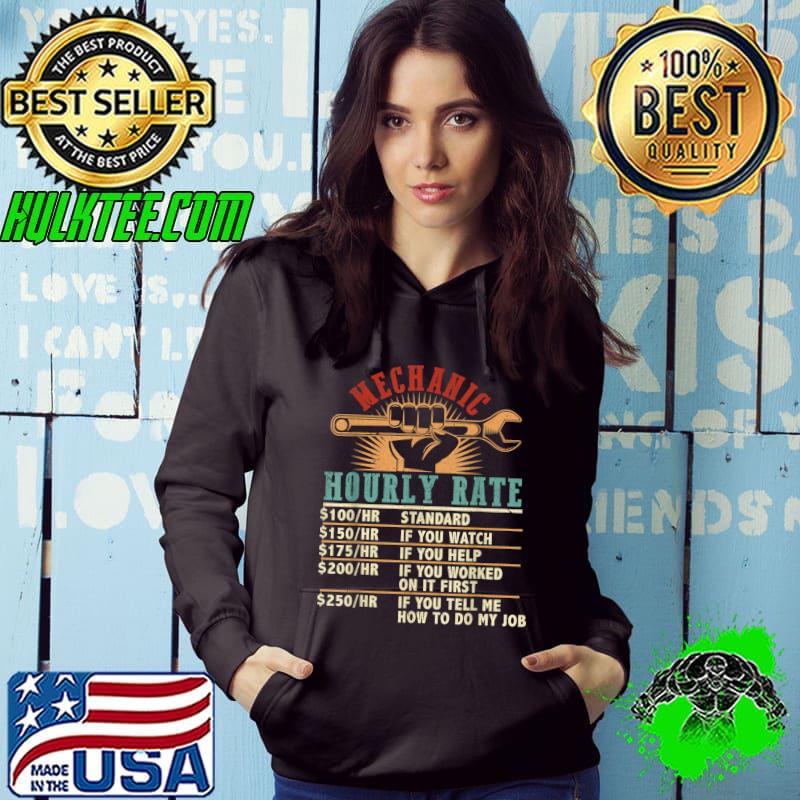 Funny Mechanic Hourly Rate Labor Co-Workers Vintage T-Shirt