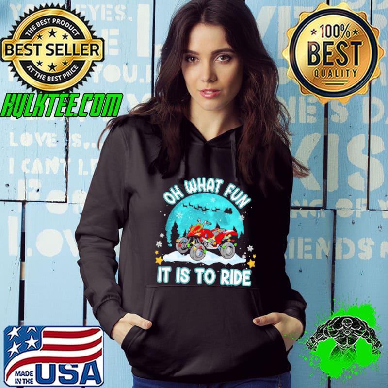 Funny Oh What Fun It Is To Ride 4-wheeler ATV Quad Bike Christmas Moon shirt