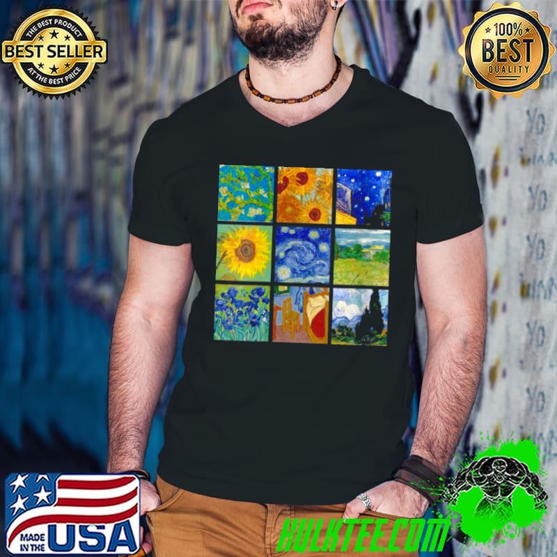 Funny Painting Collage with Sunflowers and Starry Night Shirt