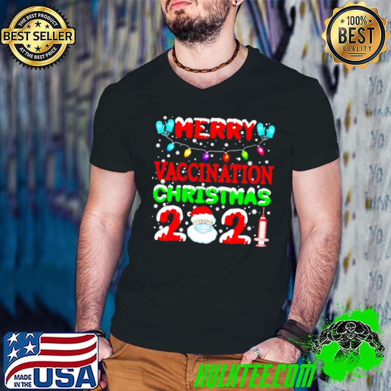 Funny Santa Claus face mask Merry Vaccination Christmas 2021 Sweater