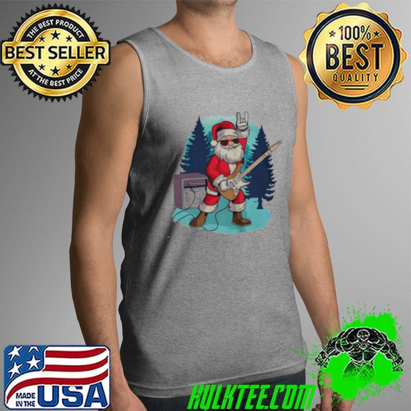 Funny Santa claus playing guitar rock christmas music Tank Top Funny Santa claus playing guitar rock christmas music Tank Top
