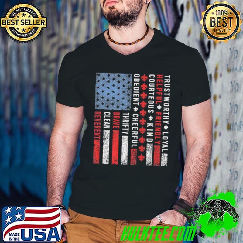 Funny Vintage US America Flag Scouting Scout Law Shirt