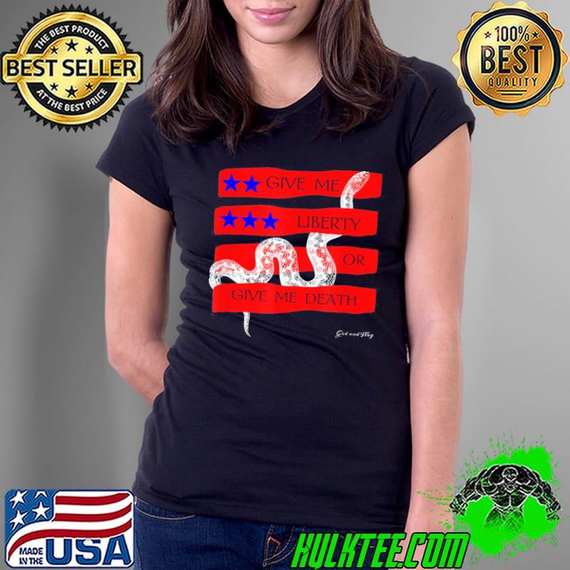 GIVE ME LIBERTY OR GIVE ME DEATH PATRICK HENRY 1816 TRUMP 47 T-Shirt Ladies Tee GIVE ME LIBERTY OR GIVE ME DEATH PATRICK HENRY 1816 TRUMP 47 T-Shirt Ladies Tee