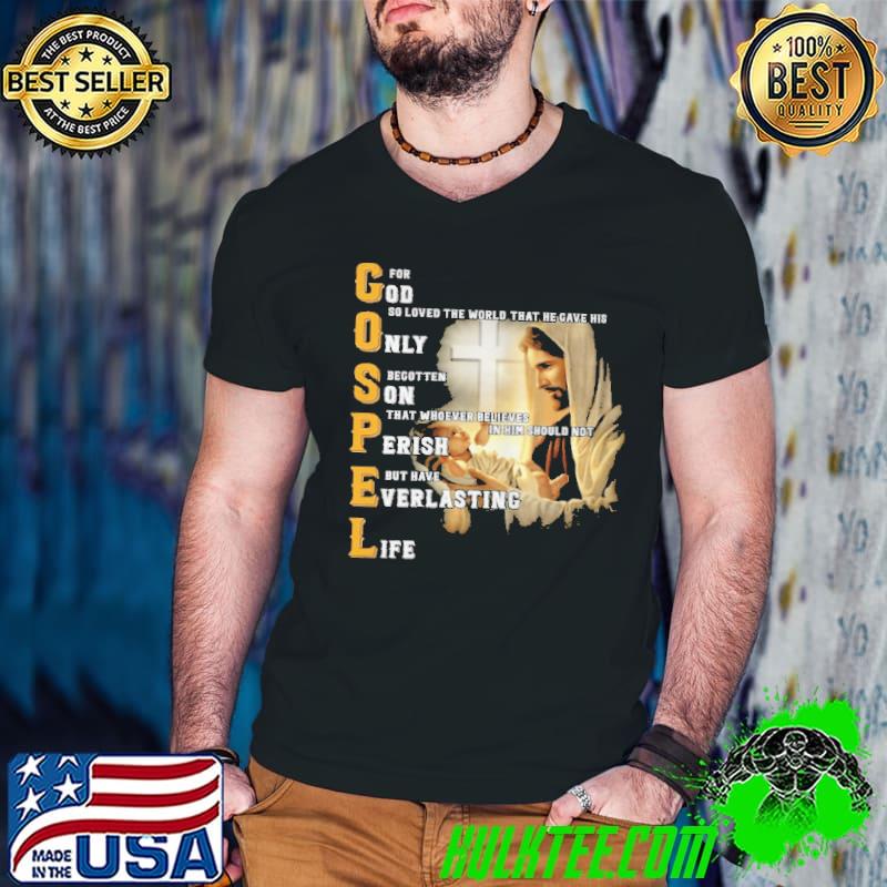 Gospel for god so loved the world that he gave his only begotten son Guys V Neck Gospel for god so loved the world that he gave his only begotten son Guys V Neck