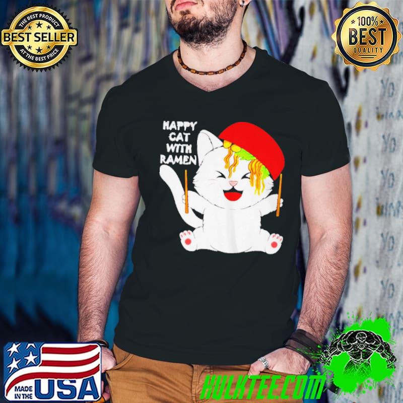 Happy cat with ramen Guys V Neck Happy cat with ramen Guys V Neck