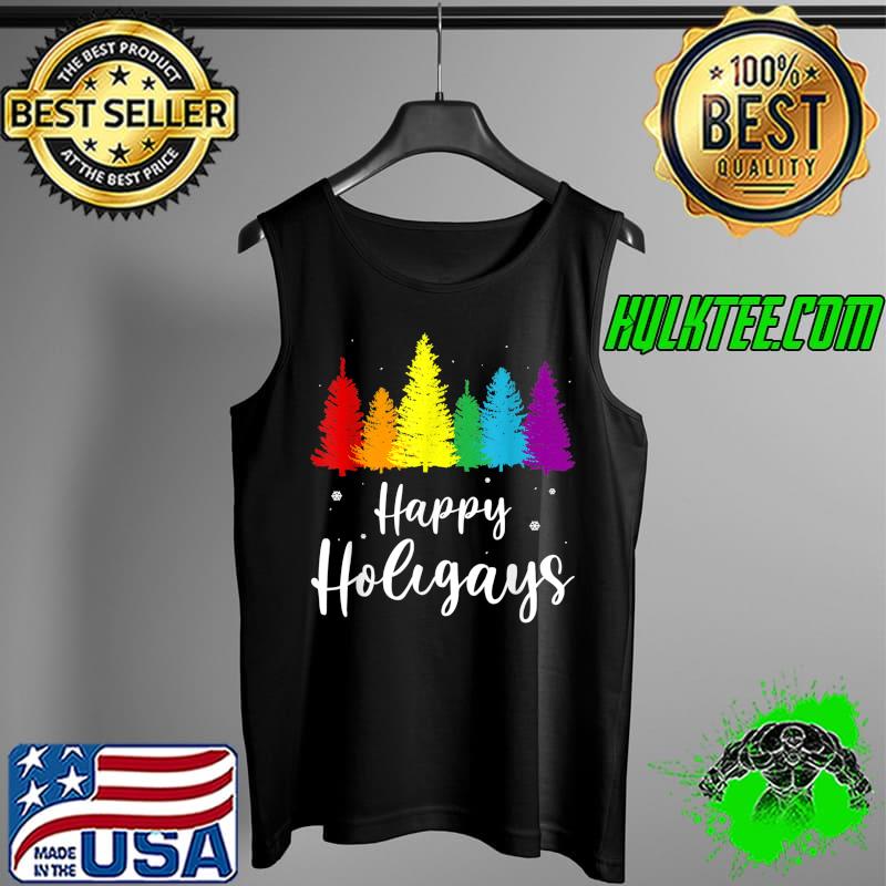 Happy Holigays Rainbow Christmas Pride LGBT Gay Pun Xmas T-Shirt Tank Top Happy Holigays Rainbow Christmas Pride LGBT Gay Pun Xmas T-Shirt Tank Top