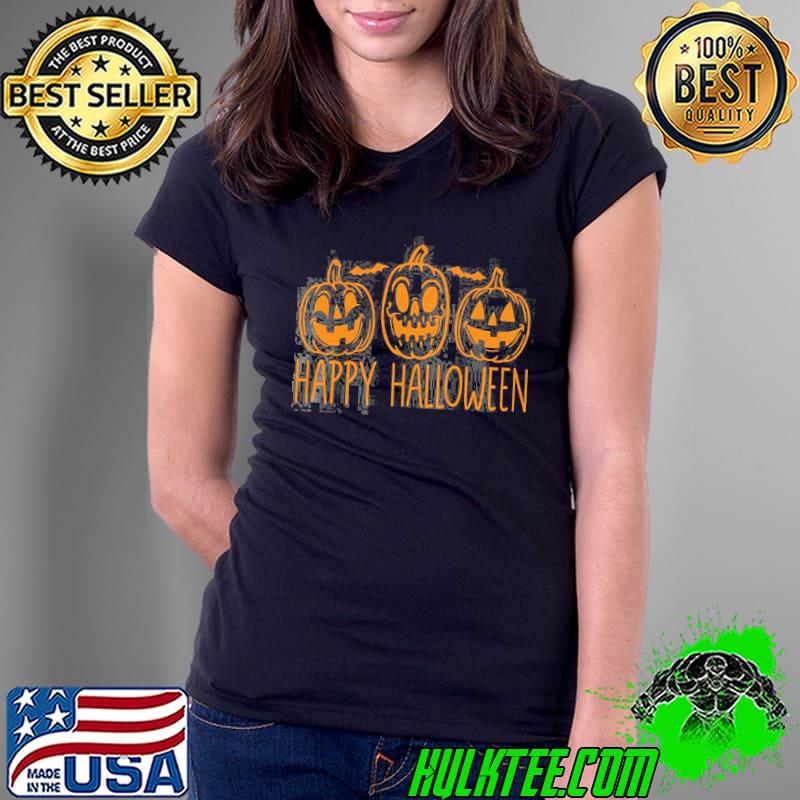 Hot Happy Halloween Pumpkin Shirt Ladies Tee Hot Happy Halloween Pumpkin Shirt Ladies Tee