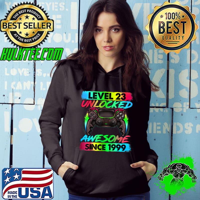 Level 23 Unlocked Awesome Since 1999 23rd Birthday Gaming T Shirt