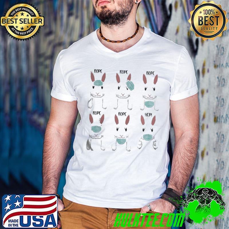 Lovely Rabbits Face Mask Nope Nope Yep Shirt Guys V Neck Lovely Rabbits Face Mask Nope Nope Yep Shirt Guys V Neck