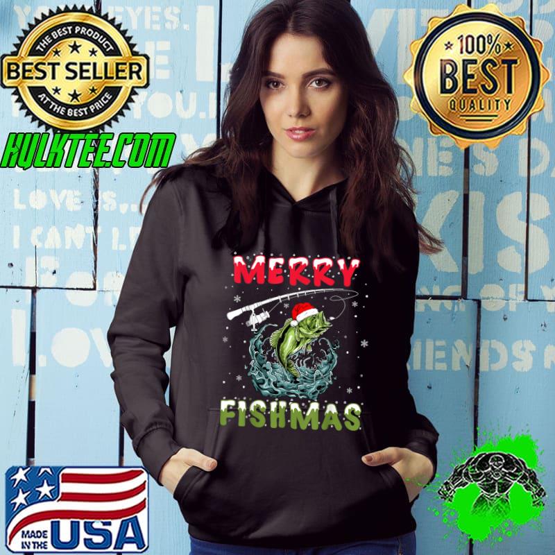 Merry Christmas Fishmas Funny Fish Fishing Rod Santa Hat T-Shirt Merry Christmas Fishmas Funny Fish Fishing Rod Santa Hat T-Shirt