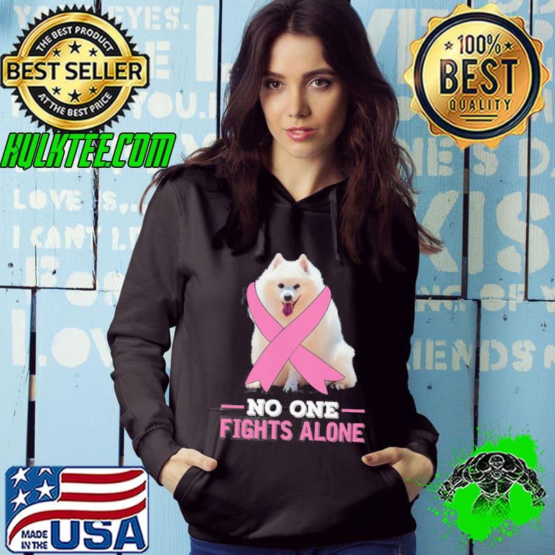 Miniature American Eskimo No One Fights Alone Breast Cancer Awareness Shirt