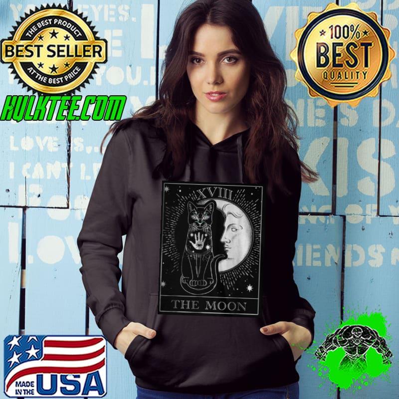 Moon tarot card and cat occult graphic shirt