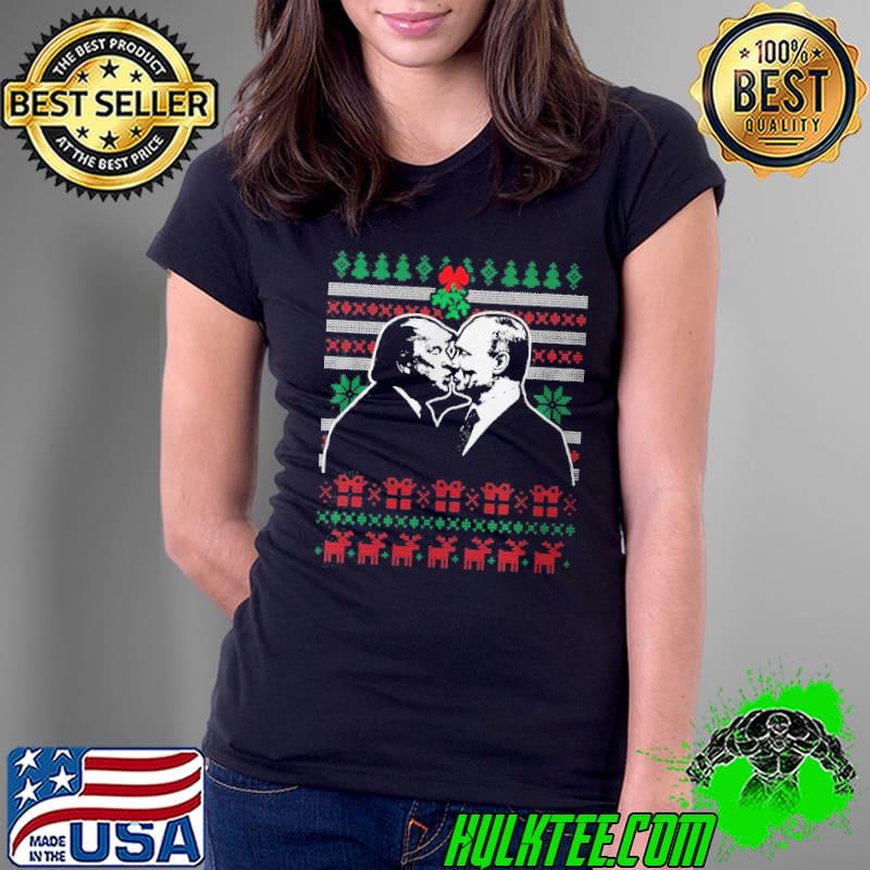 Nice Classic Trump And Putin Kissing Mistletoe Ugly Christmas T-Shirt Ladies Tee Nice Classic Trump And Putin Kissing Mistletoe Ugly Christmas T-Shirt Ladies Tee