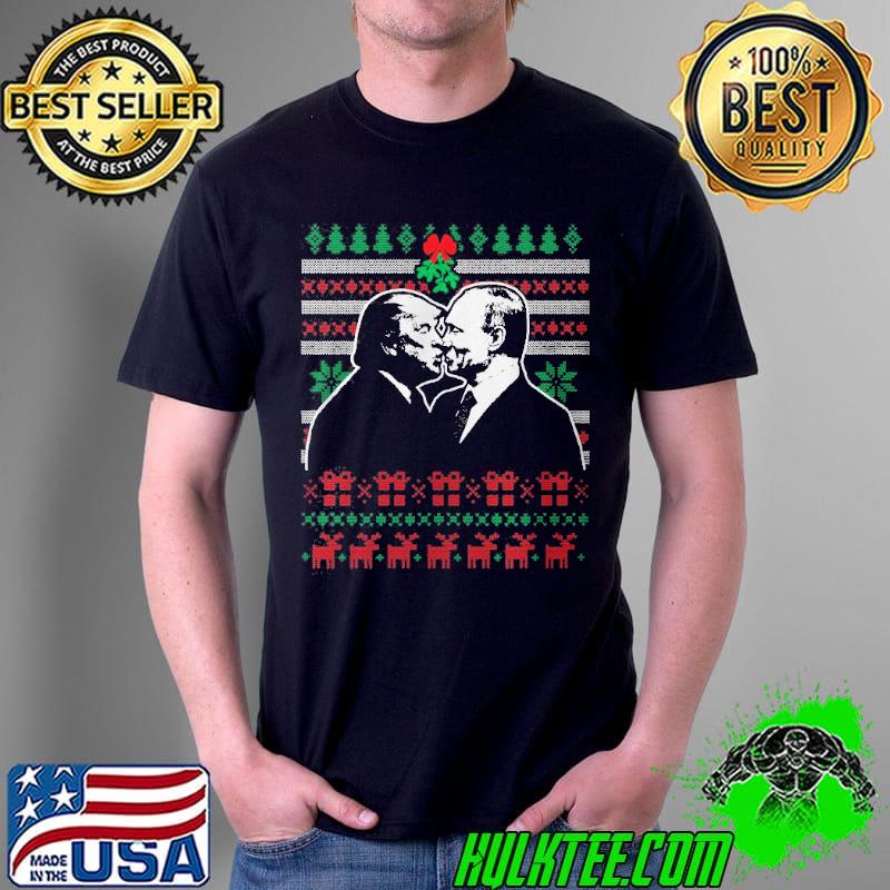 Nice Classic Trump And Putin Kissing Mistletoe Ugly Christmas T-Shirt Unisex Nice Classic Trump And Putin Kissing Mistletoe Ugly Christmas T-Shirt Unisex