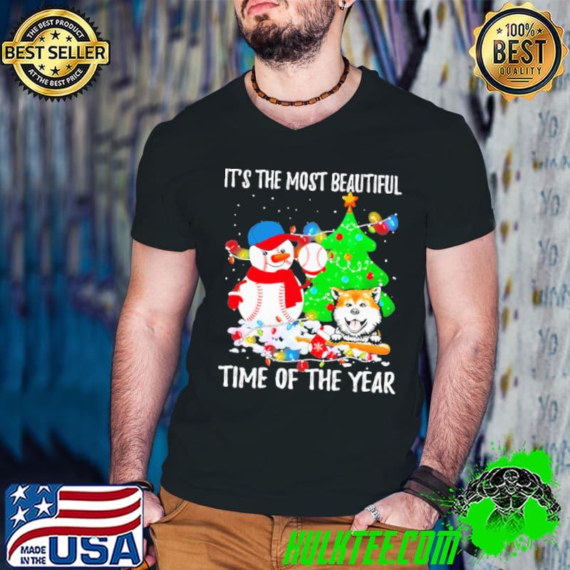 Nice It's the most beautiful time of the year baseball snowman christmas shirt